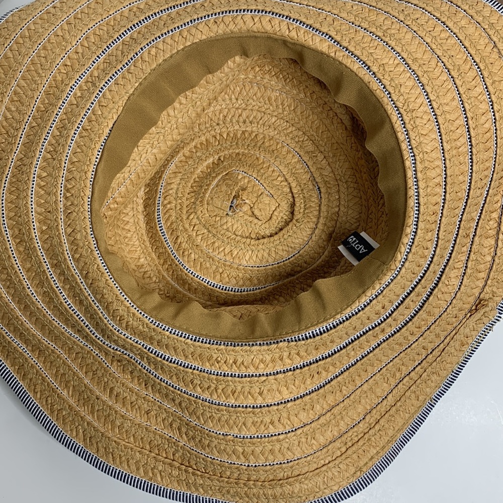 APT 9 | Tan & Blue Straw Floppy Hat | Perfect Spring Accessory | Vacation Fun - Picture 4 of 6